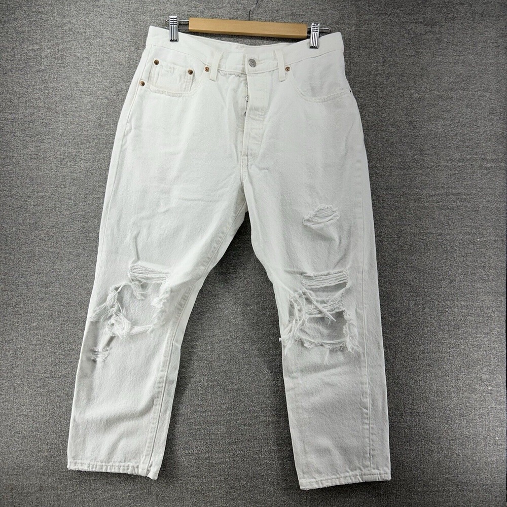 Levis 501 Jeans Women Size 31x26 White Button Fly‎ Straigh Leg 100% Cotton